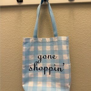 Draper James Blue and White Checkered Tote